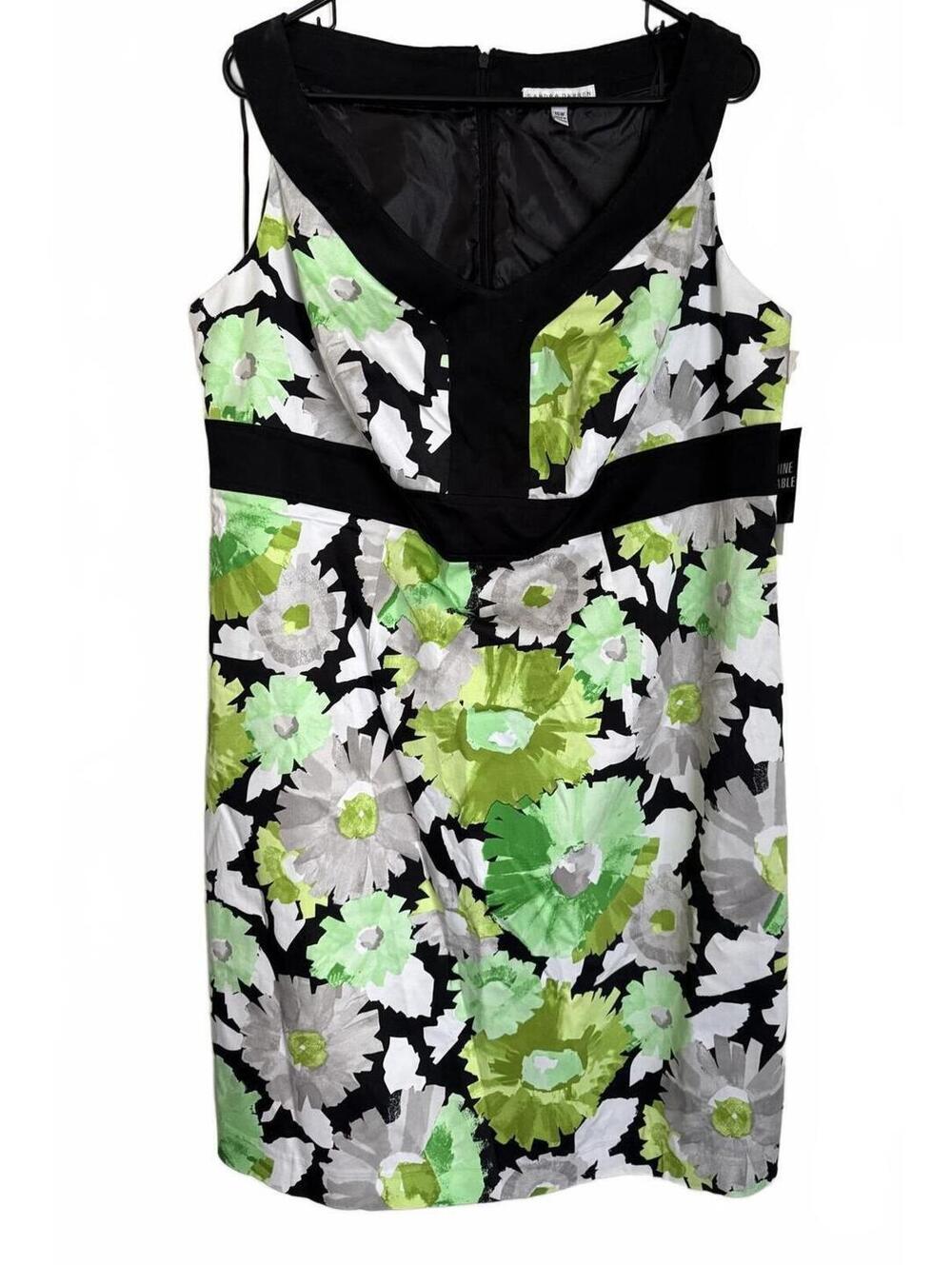 NEW Sandra Darren Floral Dress Size 16W Black Green Coquette Cottage Spring